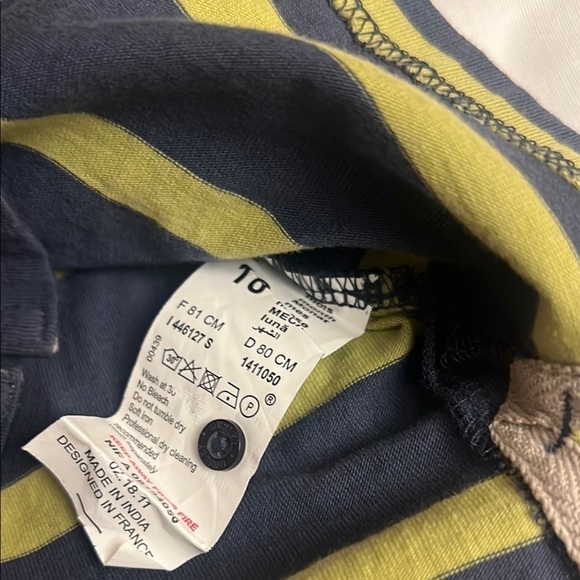 Blue and Yellow Striped Button Down Shirt with Long Sleeves - Picture 5 of 8